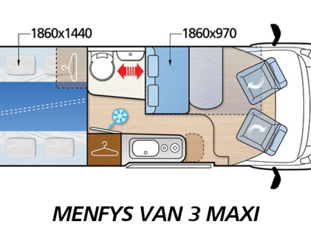 Camper de alquiler McLouis Menfys S-line Van 3 Maxi plano