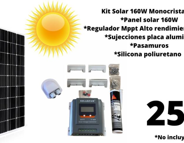 Kit solar 160W monocristalino con Regulador MPPT 30Ah mundovan