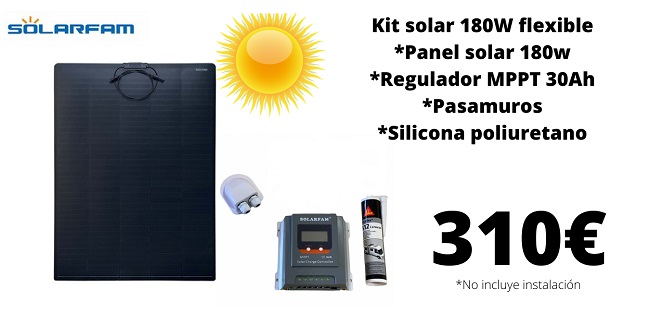 Kit Solar 180W Flexible Con Regulador MPPT 30AH mundovan